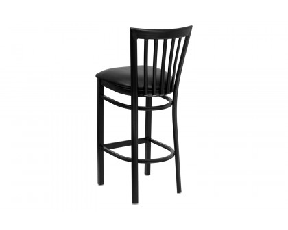 BLNK HERCULES Series Black Metal School House Back Restaurant Bar Stool with Vinyl Seat - Black