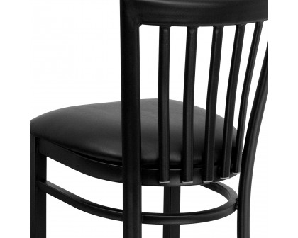 BLNK HERCULES Series Black Metal School House Back Restaurant Bar Stool with Vinyl Seat - Black