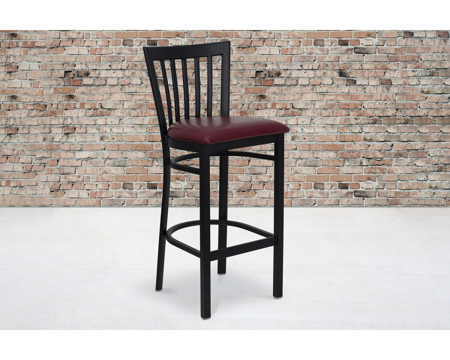 BLNK HERCULES Series Black Metal School House Back Restaurant Bar Stool with Vinyl Seat