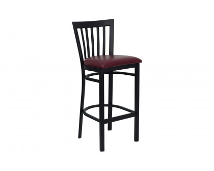 BLNK HERCULES Series Black Metal School House Back Restaurant Bar Stool with Vinyl Seat