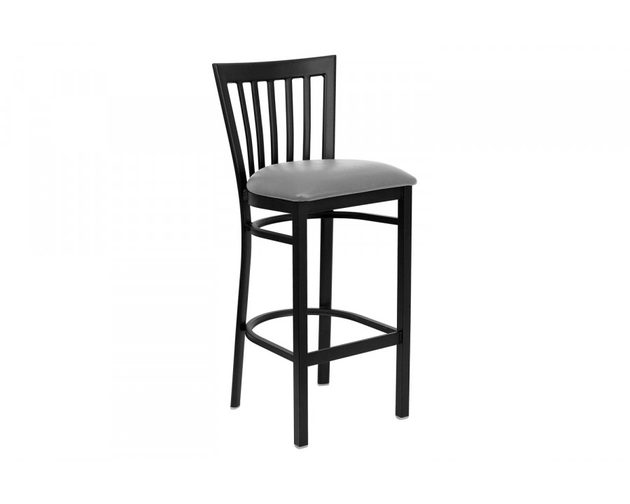 BLNK - HERCULES Series Black Metal School House Back Restaurant Bar Stool with Custom Upholstered Seat