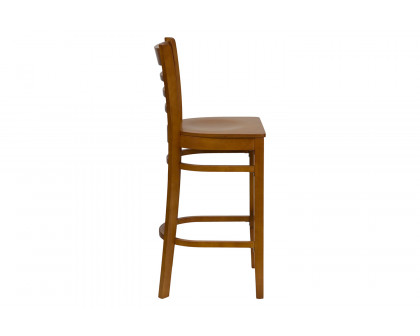 BLNK - HERCULES Series Cherry Wood Ladder Back Restaurant Bar Stool