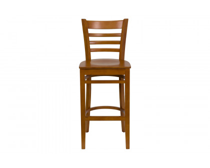 BLNK - HERCULES Series Cherry Wood Ladder Back Restaurant Bar Stool