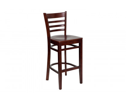 BLNK HERCULES Series Mahogany Wood Ladder Back Restaurant Bar Stool