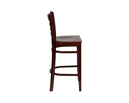 BLNK HERCULES Series Mahogany Wood Ladder Back Restaurant Bar Stool