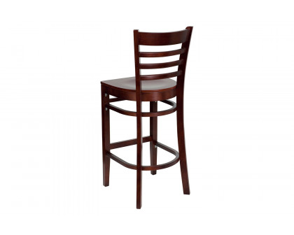 BLNK HERCULES Series Mahogany Wood Ladder Back Restaurant Bar Stool