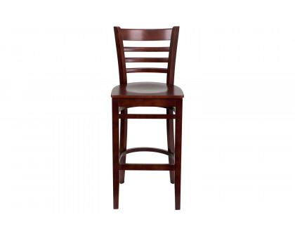 BLNK HERCULES Series Mahogany Wood Ladder Back Restaurant Bar Stool