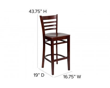 BLNK HERCULES Series Mahogany Wood Ladder Back Restaurant Bar Stool