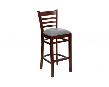 BLNK HERCULES Series Wood Ladder Back Restaurant Bar Stool with Custom Upholstered Seat