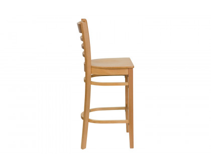 BLNK HERCULES Series Natural Wood Ladder Back Restaurant Bar Stool