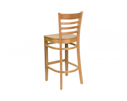 BLNK HERCULES Series Natural Wood Ladder Back Restaurant Bar Stool