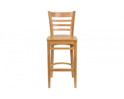 BLNK HERCULES Series Natural Wood Ladder Back Restaurant Bar Stool