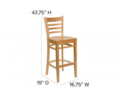 BLNK HERCULES Series Natural Wood Ladder Back Restaurant Bar Stool