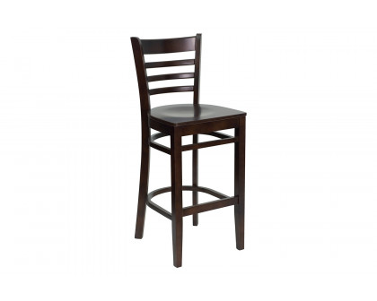 BLNK HERCULES Series Walnut Wood Ladder Back Restaurant Bar Stool