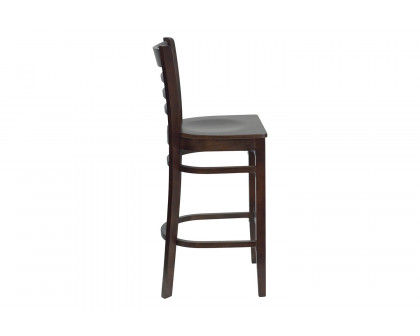 BLNK HERCULES Series Walnut Wood Ladder Back Restaurant Bar Stool