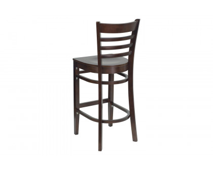 BLNK HERCULES Series Walnut Wood Ladder Back Restaurant Bar Stool