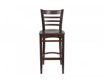 BLNK HERCULES Series Walnut Wood Ladder Back Restaurant Bar Stool