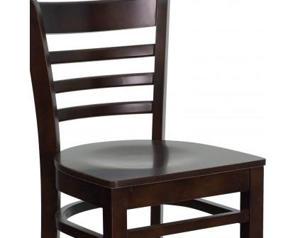 BLNK HERCULES Series Walnut Wood Ladder Back Restaurant Bar Stool