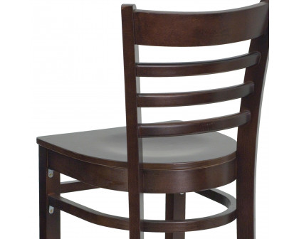 BLNK HERCULES Series Walnut Wood Ladder Back Restaurant Bar Stool