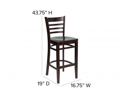 BLNK HERCULES Series Walnut Wood Ladder Back Restaurant Bar Stool