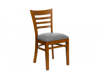 BLNK HERCULES Series Wood Ladder Back Restaurant Chair with Custom Upholstered Seat