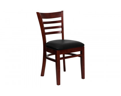 BLNK HERCULES Series Mahogany Wood Ladder Back Restaurant Chair with Vinyl Seat