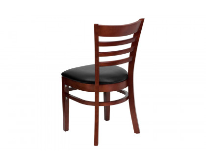 BLNK HERCULES Series Mahogany Wood Ladder Back Restaurant Chair with Vinyl Seat - Black