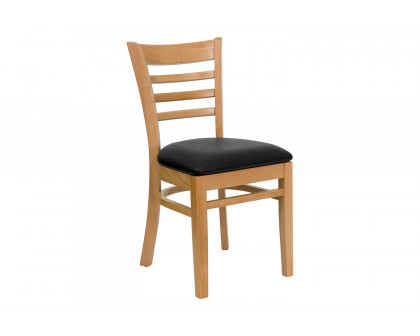 BLNK - HERCULES Series Natural Wood Ladder Back Restaurant Chair with Vinyl Seat