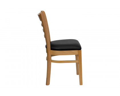 BLNK - HERCULES Series Natural Wood Ladder Back Restaurant Chair with Vinyl Seat