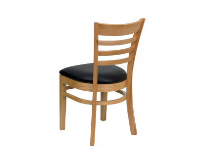 BLNK - HERCULES Series Natural Wood Ladder Back Restaurant Chair with Vinyl Seat