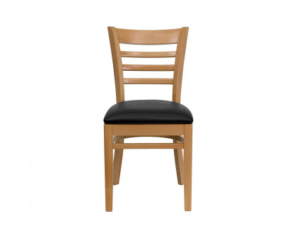 BLNK - HERCULES Series Natural Wood Ladder Back Restaurant Chair with Vinyl Seat