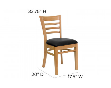 BLNK - HERCULES Series Natural Wood Ladder Back Restaurant Chair with Vinyl Seat