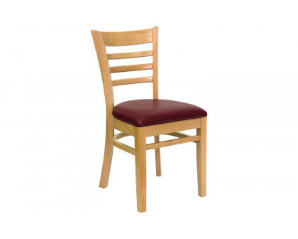 BLNK - HERCULES Series Walnut Wood Ladder Back Natural Restaurant Chair with Vinyl Seat