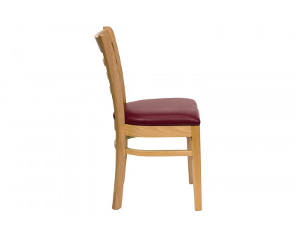 BLNK - HERCULES Series Walnut Wood Ladder Back Natural Restaurant Chair with Vinyl Seat