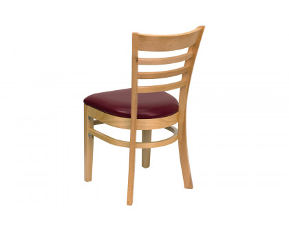 BLNK - HERCULES Series Walnut Wood Ladder Back Natural Restaurant Chair with Vinyl Seat