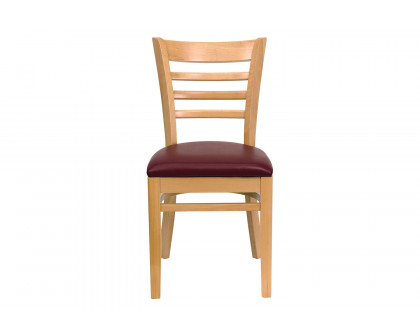 BLNK - HERCULES Series Walnut Wood Ladder Back Natural Restaurant Chair with Vinyl Seat