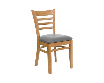 BLNK HERCULES Series Wood Ladder Back Restaurant Chair with Custom Upholstered Seat