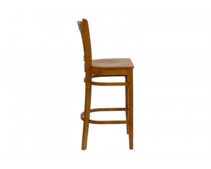 BLNK - HERCULES Series Cherry Wood Vertical Slat Back Restaurant Bar Stool