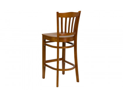 BLNK - HERCULES Series Cherry Wood Vertical Slat Back Restaurant Bar Stool