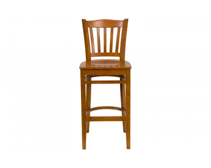 BLNK - HERCULES Series Cherry Wood Vertical Slat Back Restaurant Bar Stool