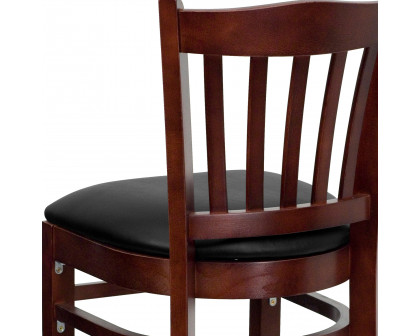 BLNK HERCULES Series Mahogany Wood Vertical Slat Back Restaurant Bar Stool with Vinyl Seat - Black