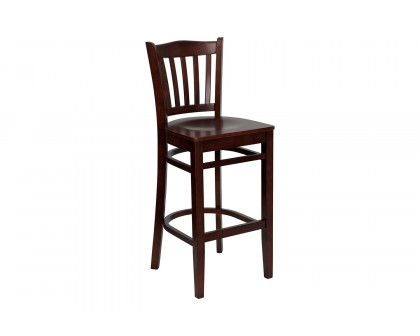 BLNK HERCULES Series Wood Vertical Slat Back Restaurant Bar Stool - Mahogany