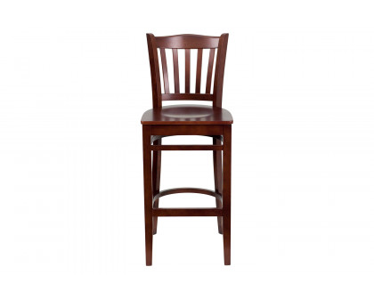 BLNK HERCULES Series Wood Vertical Slat Back Restaurant Bar Stool - Mahogany