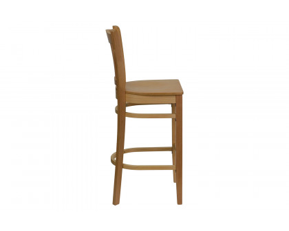 BLNK HERCULES Series Wood Vertical Slat Back Restaurant Bar Stool - Natural