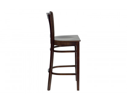 BLNK HERCULES Series Wood Vertical Slat Back Restaurant Bar Stool - Walnut