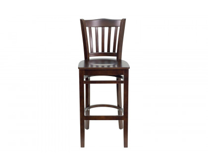 BLNK HERCULES Series Wood Vertical Slat Back Restaurant Bar Stool - Walnut