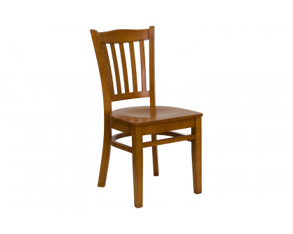 BLNK HERCULES Series Wood Vertical Slat Back Restaurant Chair - Cherry