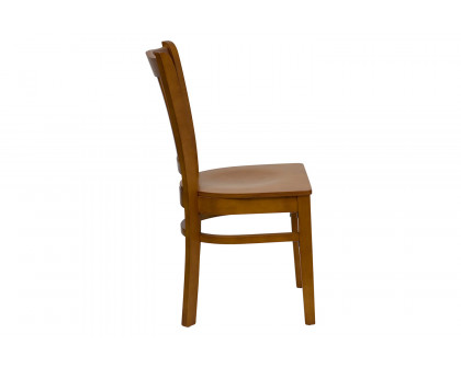 BLNK HERCULES Series Wood Vertical Slat Back Restaurant Chair - Cherry