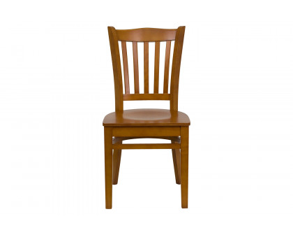 BLNK HERCULES Series Wood Vertical Slat Back Restaurant Chair - Cherry