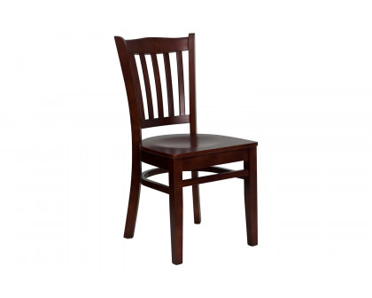 BLNK HERCULES Series Wood Vertical Slat Back Restaurant Chair - Mahogany